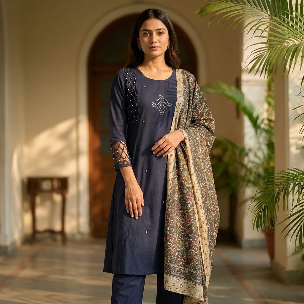 Dark Blue Cotton Anarkali Salwar | 11268