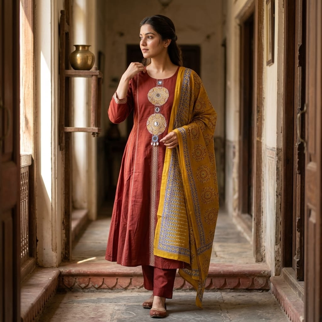 Rust Orange Cotton Salwar