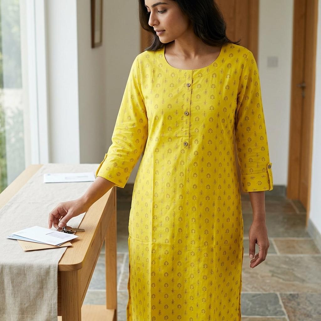 Yellow Rayon Kurti