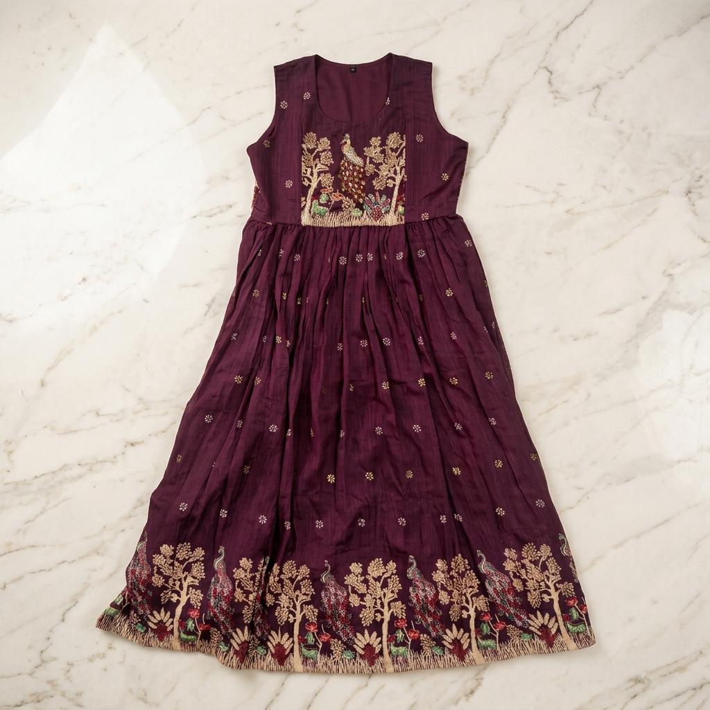 Plum Cotton Silk Kurti