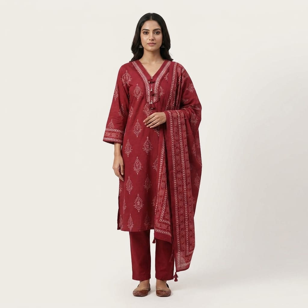Red Cotton Salwar | 11252