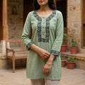 Green Cotton Silk Kurti