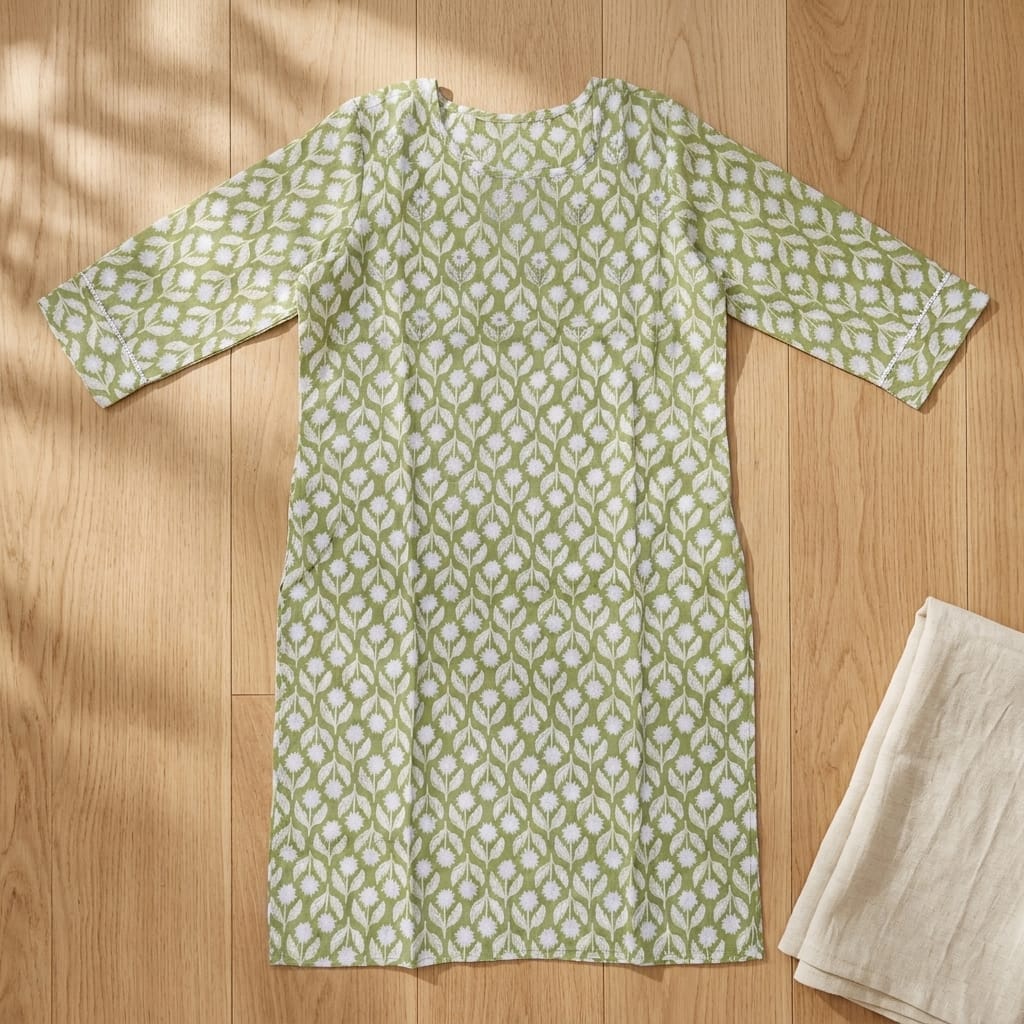 Olive Green Cotton Kurti