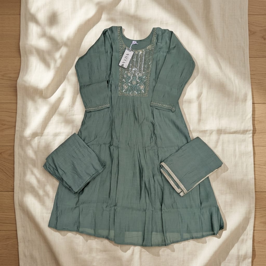 Sage Green Chanderi Silk Salwar| 11300
