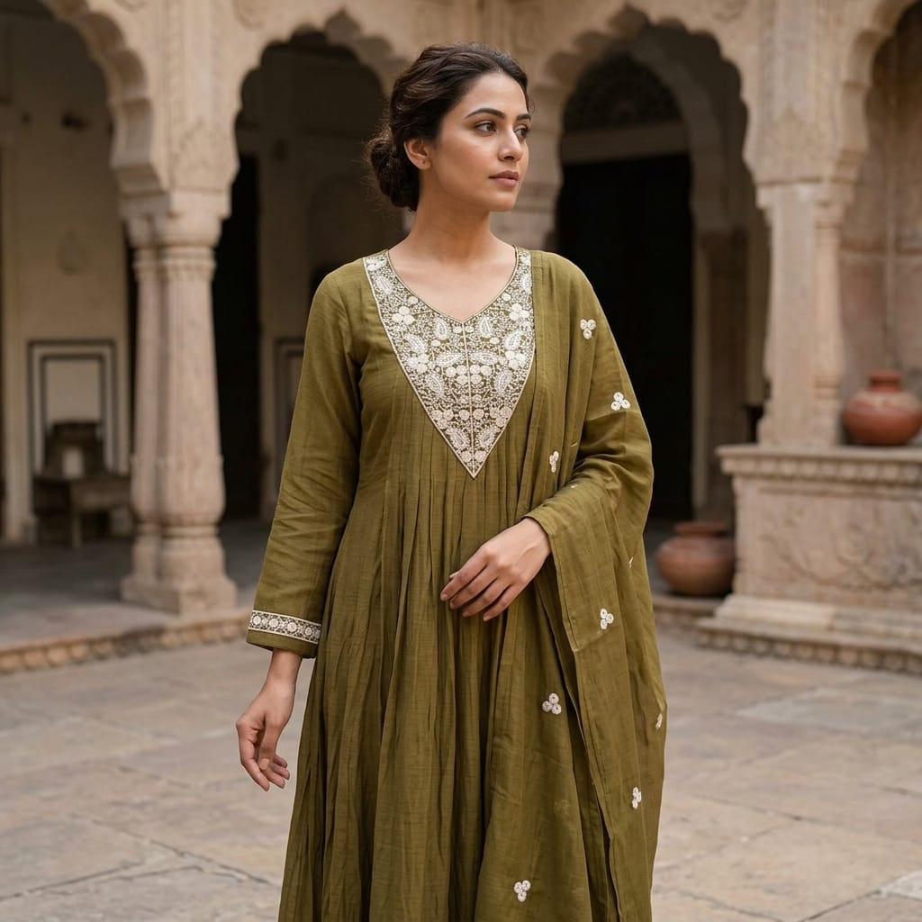 Green Cotton Silk Salwar