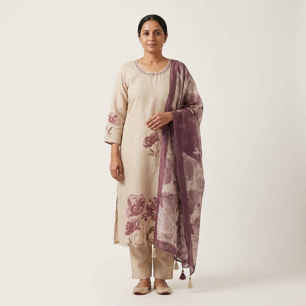 Beige Mull Chanderi Salwar| 11240