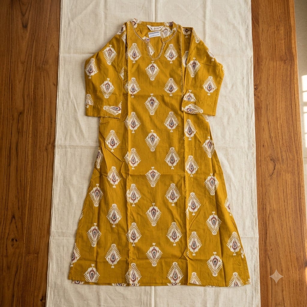 Mustard Cotton Kurti | 11452