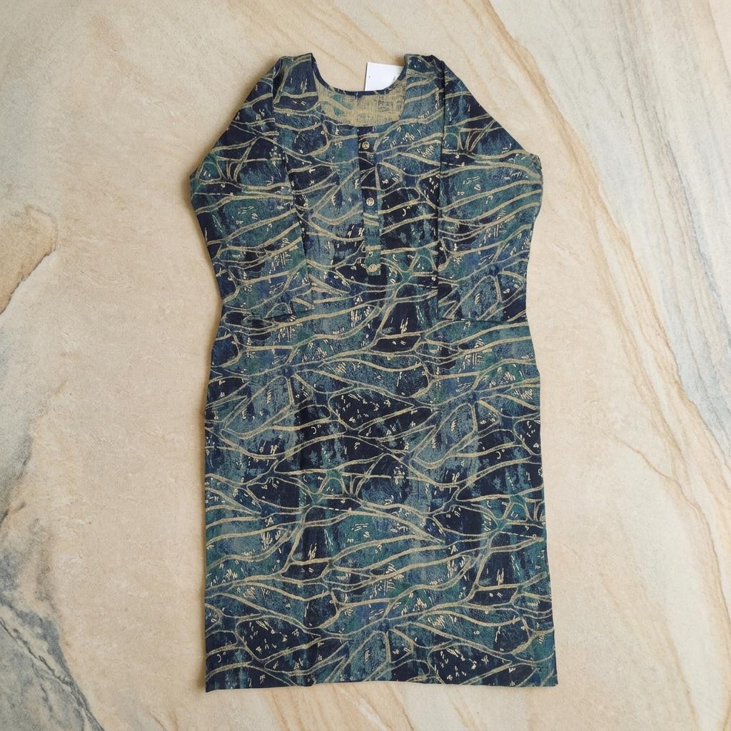 Blue Cotton Silk Kurti