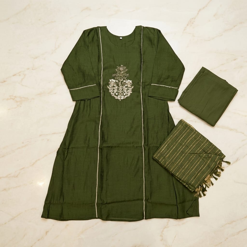 Green Cotton Silk Salwar | 11306