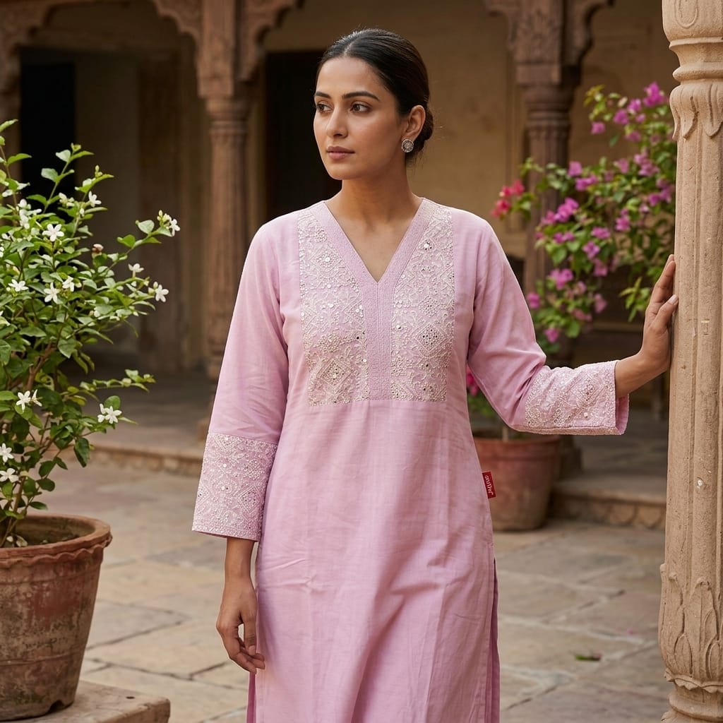 Pink Cotton Kurti
