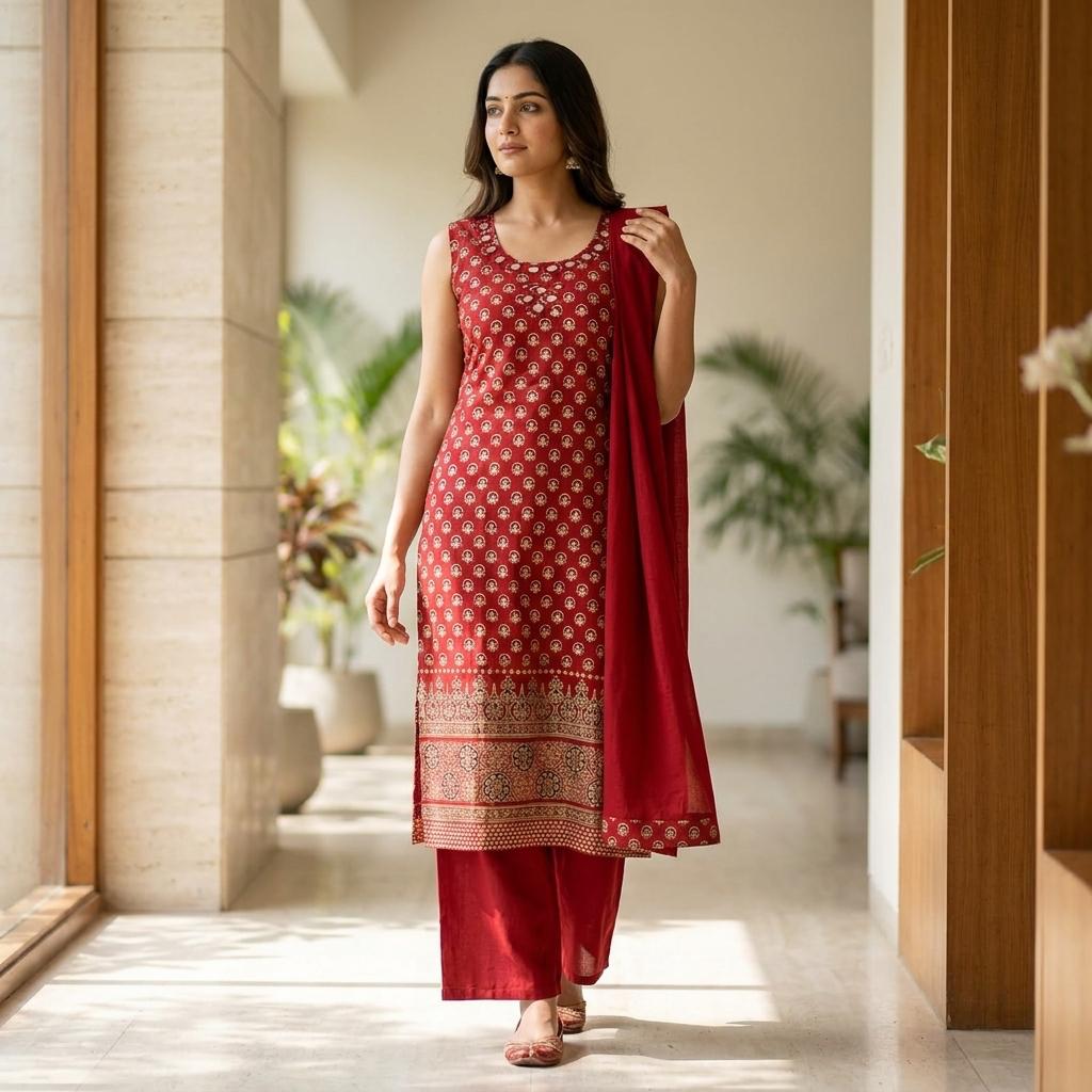 Red Cotton Salwar