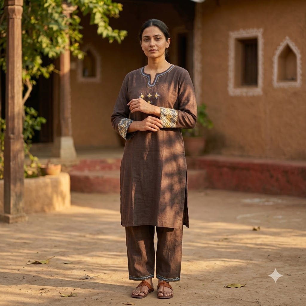 Brown Cotton Co-ord Set | 11337