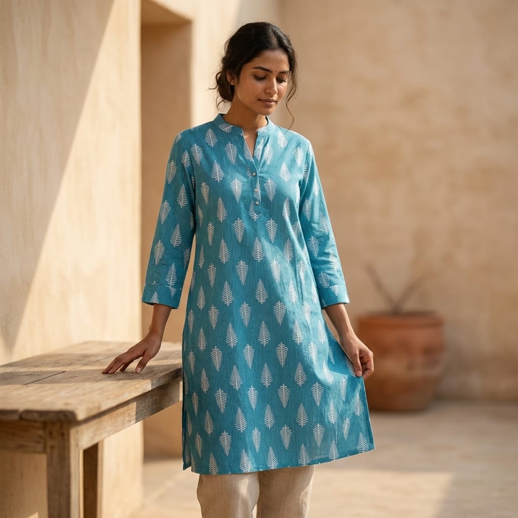 Blue Cotton Kurti