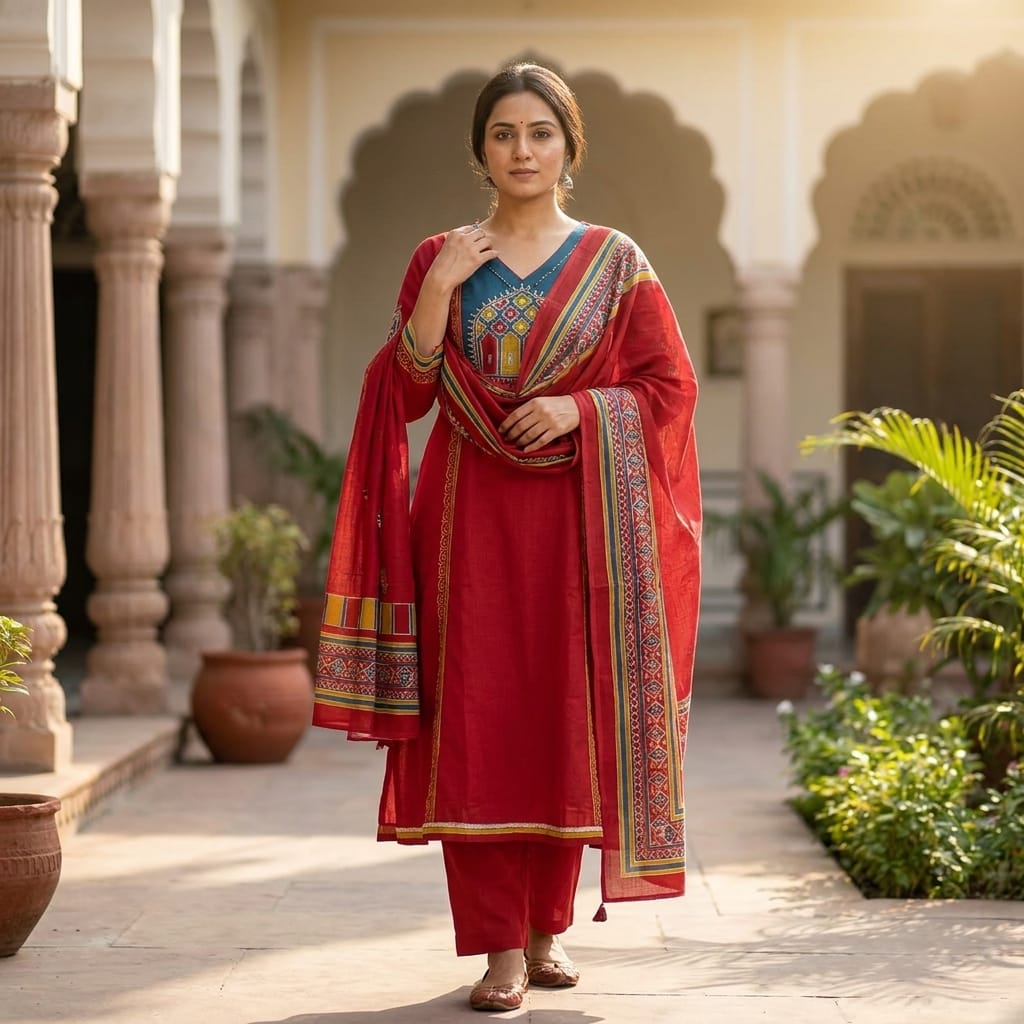 Red Cotton Salwar